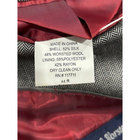 Alan Flusser Mens Gray Herringbone Blazer Jacket 44R Silk Worsted Wool Blend - Picture 7 of 11